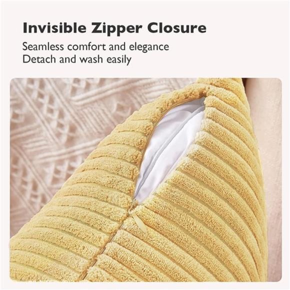 4Pcs Throw Pillow Covers 18x18Corduroy Cushion Case Decorative Square Pillowcase - Picture 4 of 7